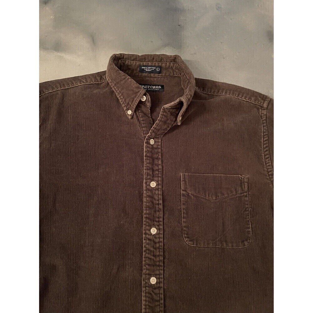 Britches Great Outdoor 100% Cotton Corduroy Thick Button Up Shirt Brown Sz L